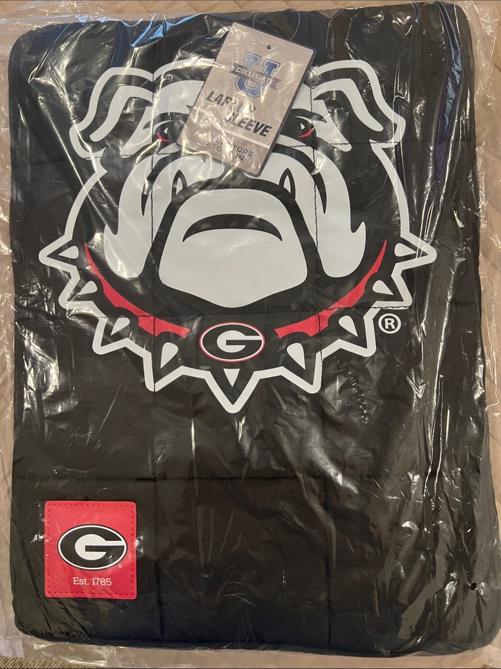 Black Bulldog-Graphic Polyester Laptop Sleeve - Large